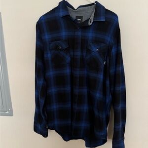 Vans Blue and Black Casual Button Down Shirt